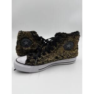 CONVERSE CHUCK TAYLOR ALL STAR SPARKLE FAUX FUR HIGH TOPS SIZE 8.5